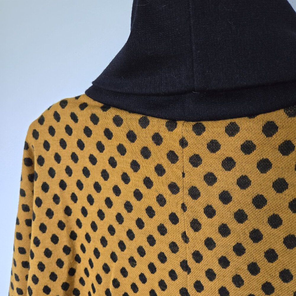 Retro Polka Dot Orange Black Mini Dress ,Turtle Neck - great for fall & winter - Picture 3 of 7
